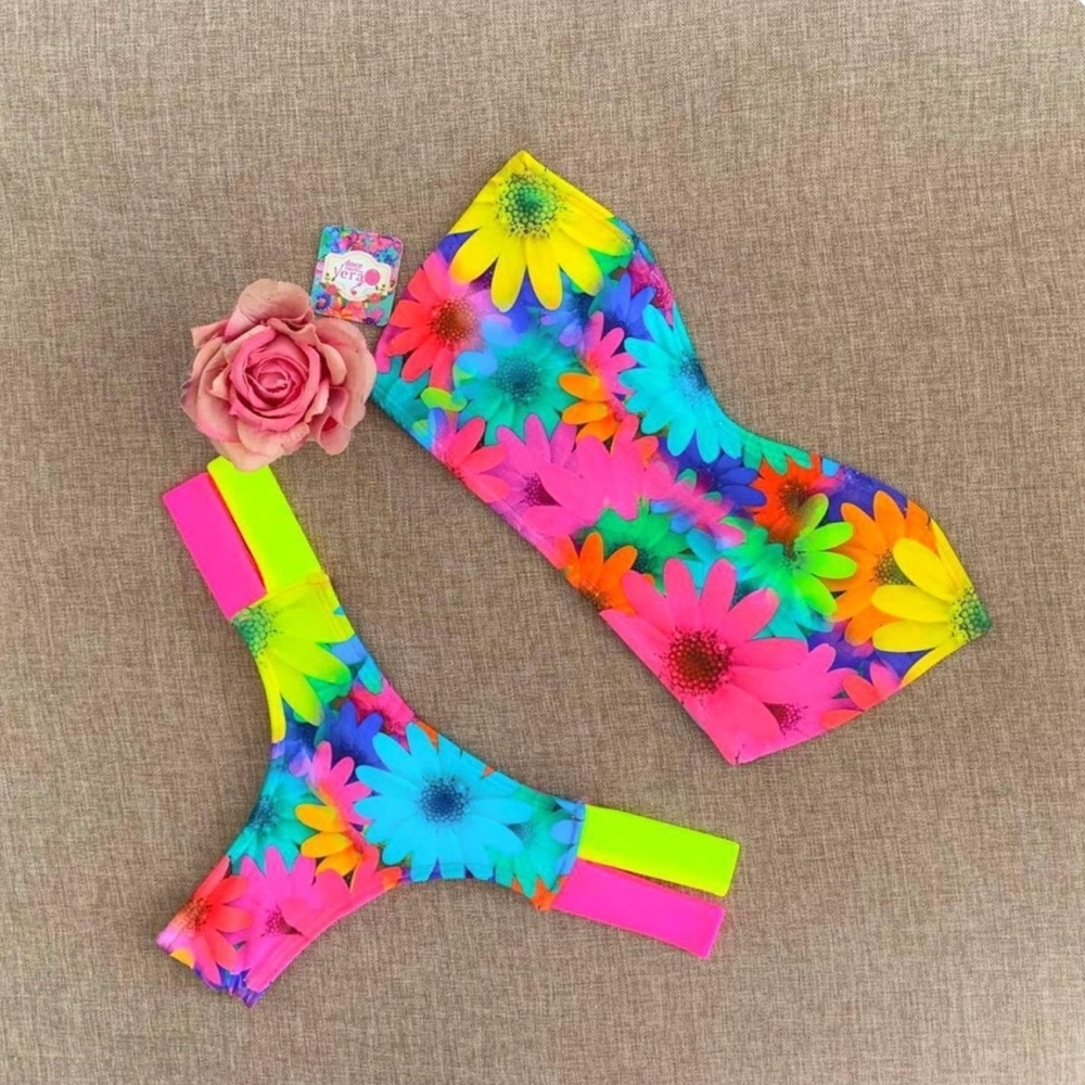 Floral Bikini Set with Bright Colors